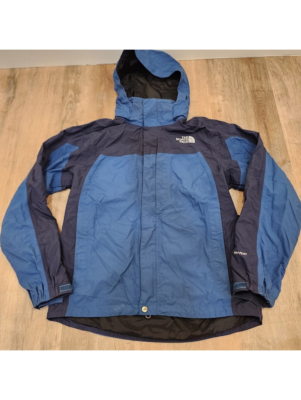 The North Face HyVent Mens Full Zip Jacket Shell Sz Small Blue Black Windbreaker